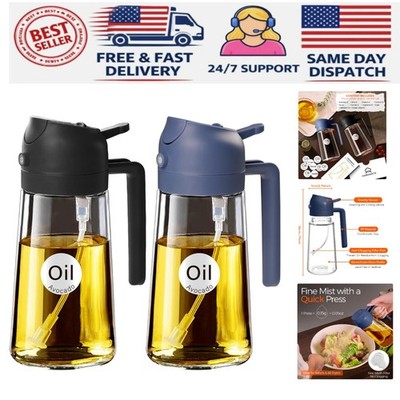 Dual-Function Olive Oil Spray Bottle - Ergonomic 16oz Design for Easy Dispensing