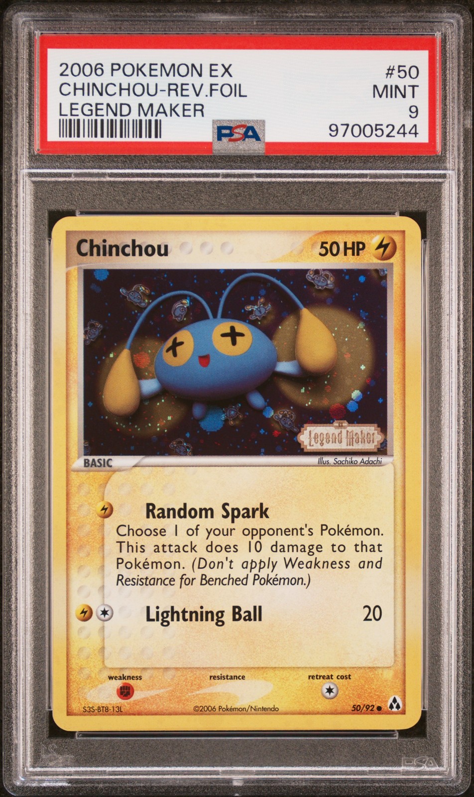 2006 POKEMON EX LEGEND MAKER #50 CHINCHOU-REVERSE FOIL PSA 9