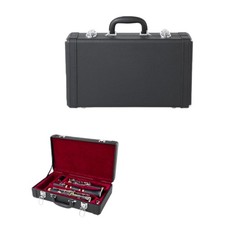 Large Bb Clarinet Hard Case   Black Faux Leather with Red Lining Storage Box