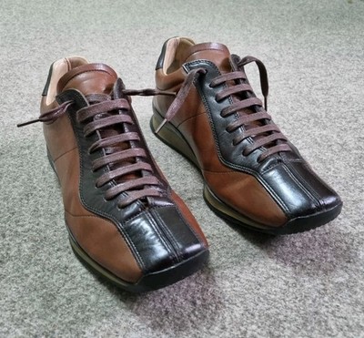 Prada Shoes Men Brown Leather Luxury Linea Rossa Sneakers Prada Size 8 Us