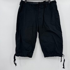 Nike Capri Women Large Black Faded 90s Vintage Parachute Drawstring Slash Pocket