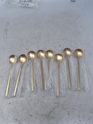 Gold Plated Stainless Steel Antipasto Cappuccino Spoons 5.3 Inch - Lot of 8