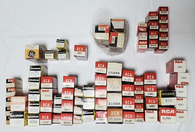 Lot of 73 NOS Vintage Vacuum Tubes   Mixed Brands   Untested Bulk Lot RCA Sylvan