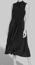 Calvin Klein Women's Black Mixed-Media Sleeveless A-Line Dress Size M