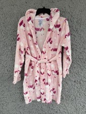 Girls Unicorn Hooded Bathrobe 9-12 Years Pink Plush Belted Robe