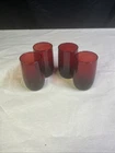 Vintage Anchor Hocking Roly Poly Ruby Red Glasses 4.25”  8 oz Tumblers Lot Of 4