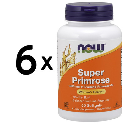 6 x NOW Foods Super Primrose, 1300mg - 60 softgels (249,86 EUR/kg)