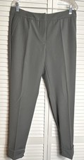 Armani Collezioni Women's Gray Flat Front Dress Pants Cuffed Button Tapered Leg