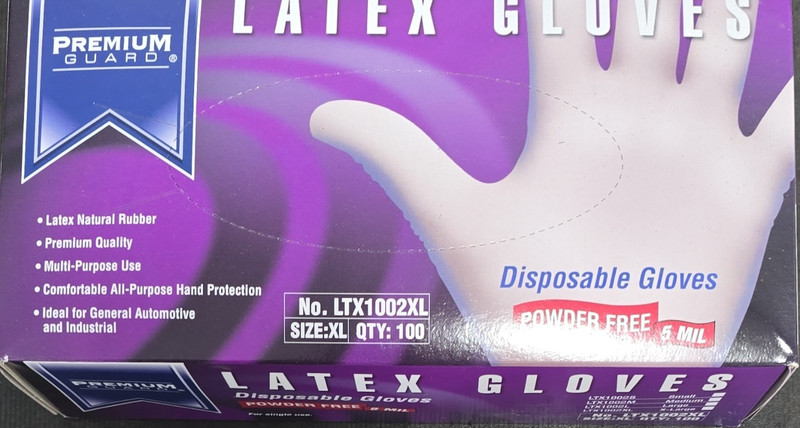 Premium Guard Latex Gloves Powder-Free XL 5 Mil Box of 100