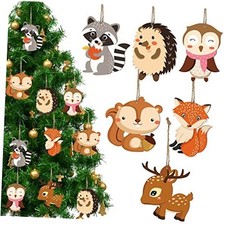 36 Pieces Forest Animal Wooden Ornaments Christmas Animal Wood Hanging 