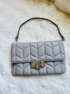 Grey Peyton Medium Quilted Leather Shoulder Bag NWT Michael Kors