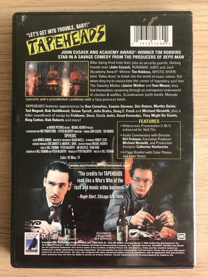 Tapeheads (1988) DVD region 1 John Cusak Tim Robbins cult comedy music - Image 2 of 4