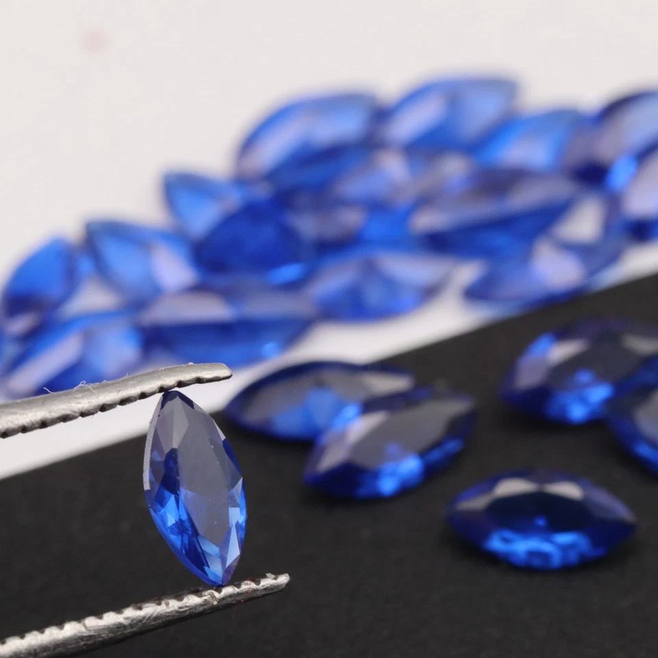 Marquise Sapphire Blue Very Dark Nano Crystal Heat Resistant Synthetic Lab Stone - Image 2 of 4