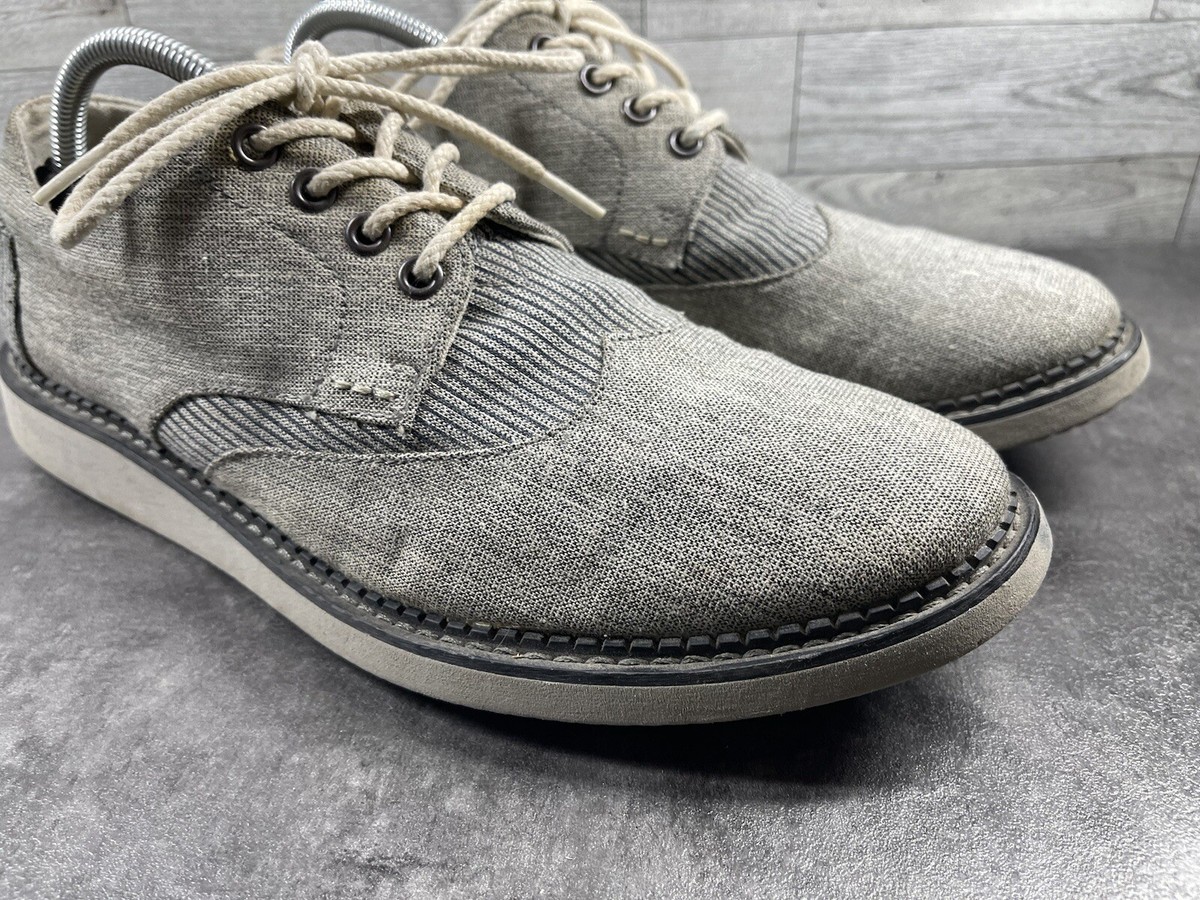 Toms Wingtips Oxford Men 10M Brogue Chambray Shoes Grey Lace  display picture 1