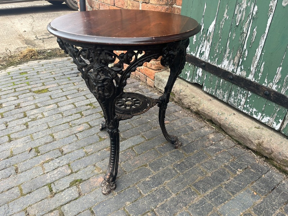 Cast Iron Pub TableAntique Cast Iron Pub TableOrnate Round Table eBay