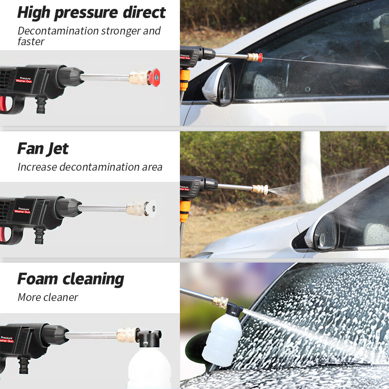 Portable Cordless Car High Pressure Washer Jet Water Wash Cleaner Gun+2