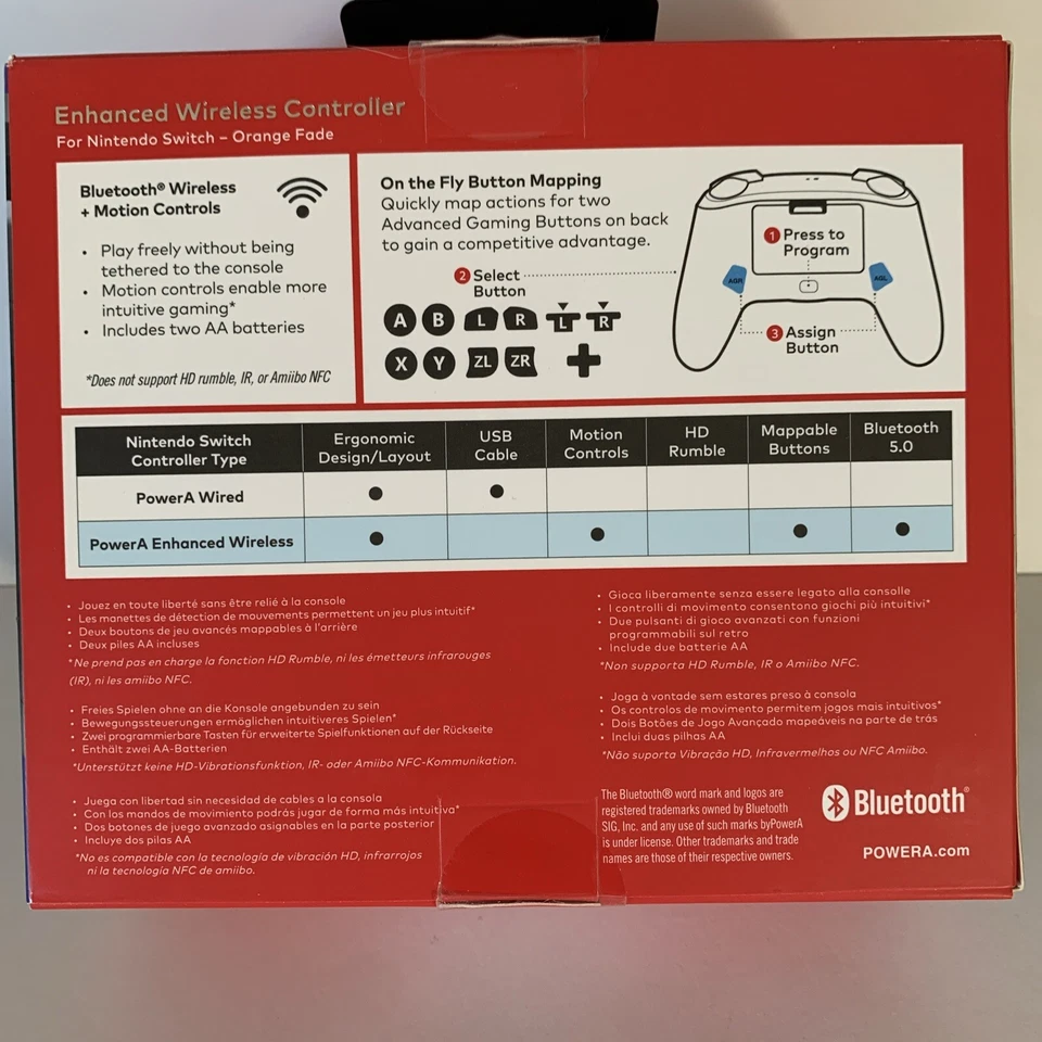 Nintendo Switch Orange Fade Enhanced Wireless Controller PowerA Discontinued New - Image 2 of 4