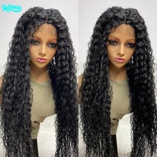 36 inches Water Wavy Wave Wigs Synthetic Lace Wigs T Part Lace Curly Wigs