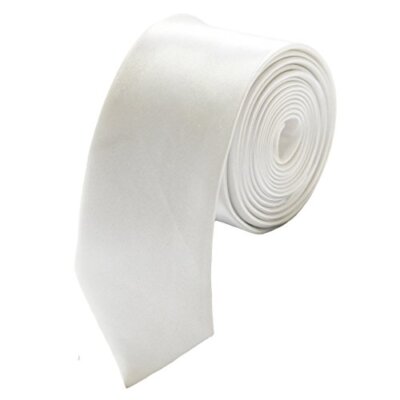  Mens Solid Color 2'' Skinny Tie 01.white