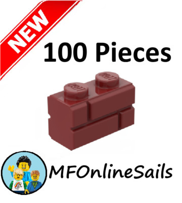 **NEW** 100x Genuine LEGO 1x2 Masonry Bricks - Dark Red - Piece 98283