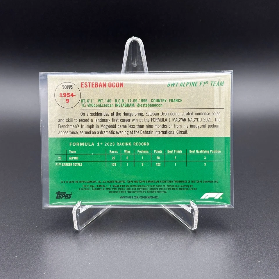 2024 Topps Chrome Formula 1 ESTEBAN OCON #1954-9 F1 1954 Topps Retro - Image 2 of 4