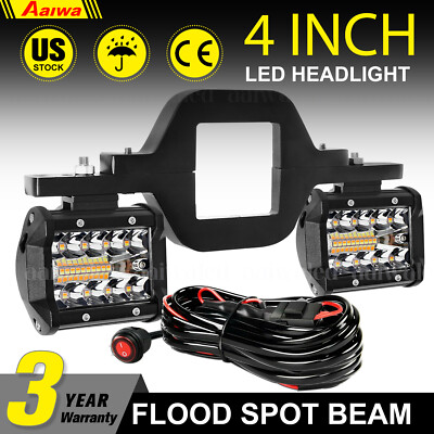 Tow Hitch Mounting Bracket+3-row  4'LED Tow Lights Pods Backup Reverse For Truck