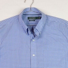 Lauren Ralph Lauren Shirt Men  s SZ 17 32/33 Non Iron Button Down Blue Check