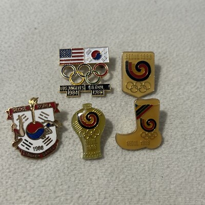 US Olympic Calgary Seoul 1988 Commemorative 5 Pin Collectors  Lot