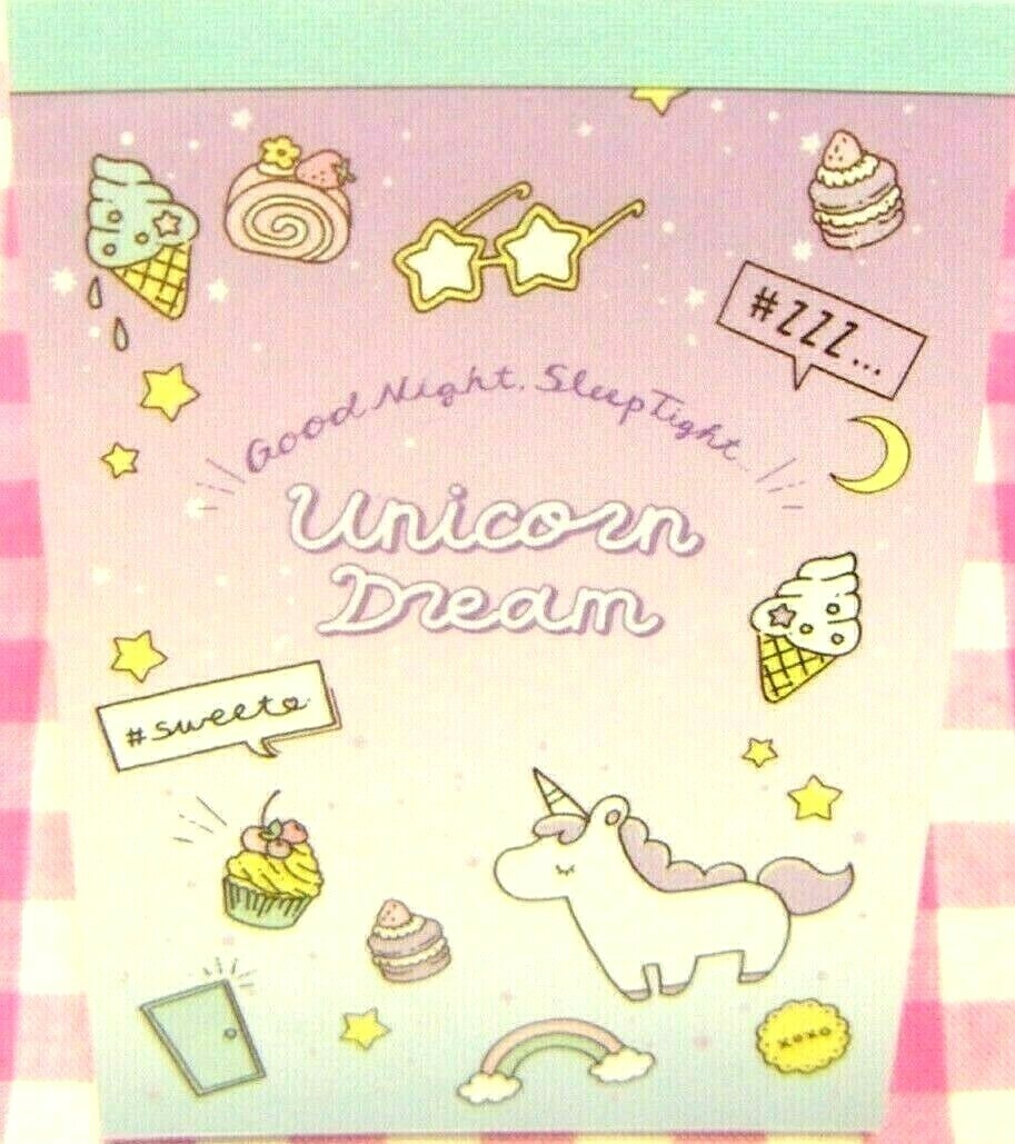 Sun-Star / Unicorn Dream Sweets Rainbow Mini Memo Pad / Made in Japan  
