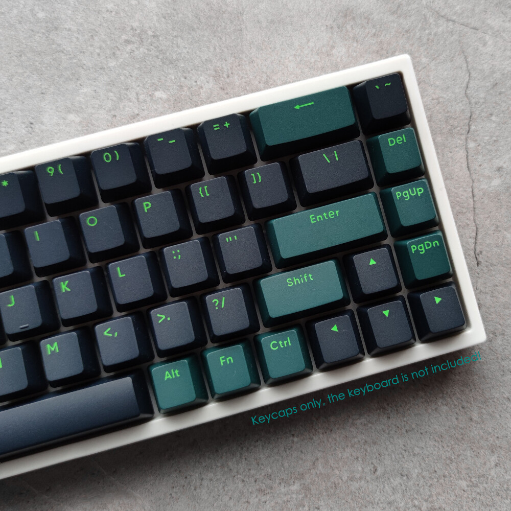 Black Green PBT Doubleshot Keycap Set Sound Waves GMK Copy for Cherry MX Keyboar
