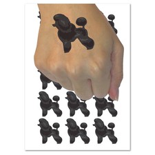 Miniature Poodle Dog Solid Temporary Tattoo Water Resistant Fake Body Art Set