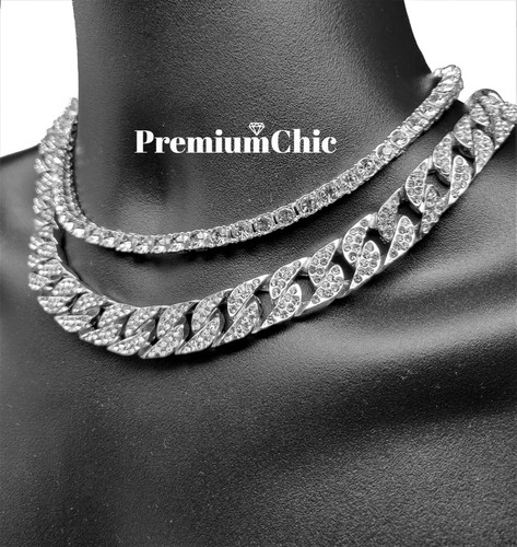 Tennis Chain \u0026 Miami Cuban Choker Mens 