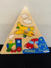 Small World Toys Large Knob Triangle Vehicle Puzzle Toy New.