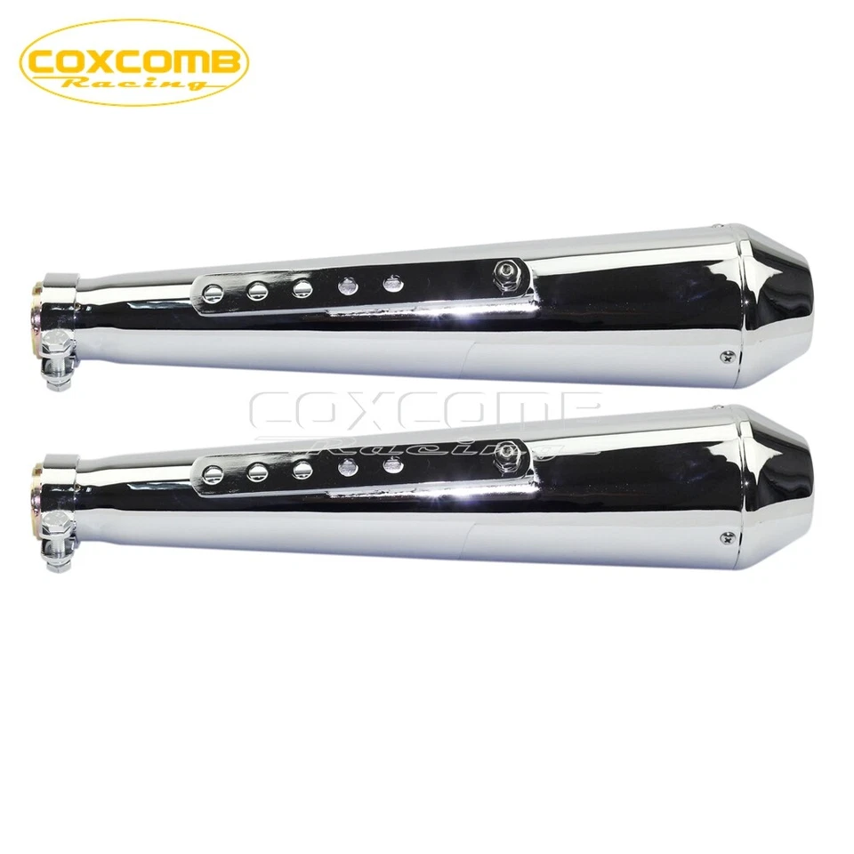 2Pcs Universal Motorbike Exhaust Silencer Reverse Cone Shorty Megaphone Muffler - Image 3 of 4