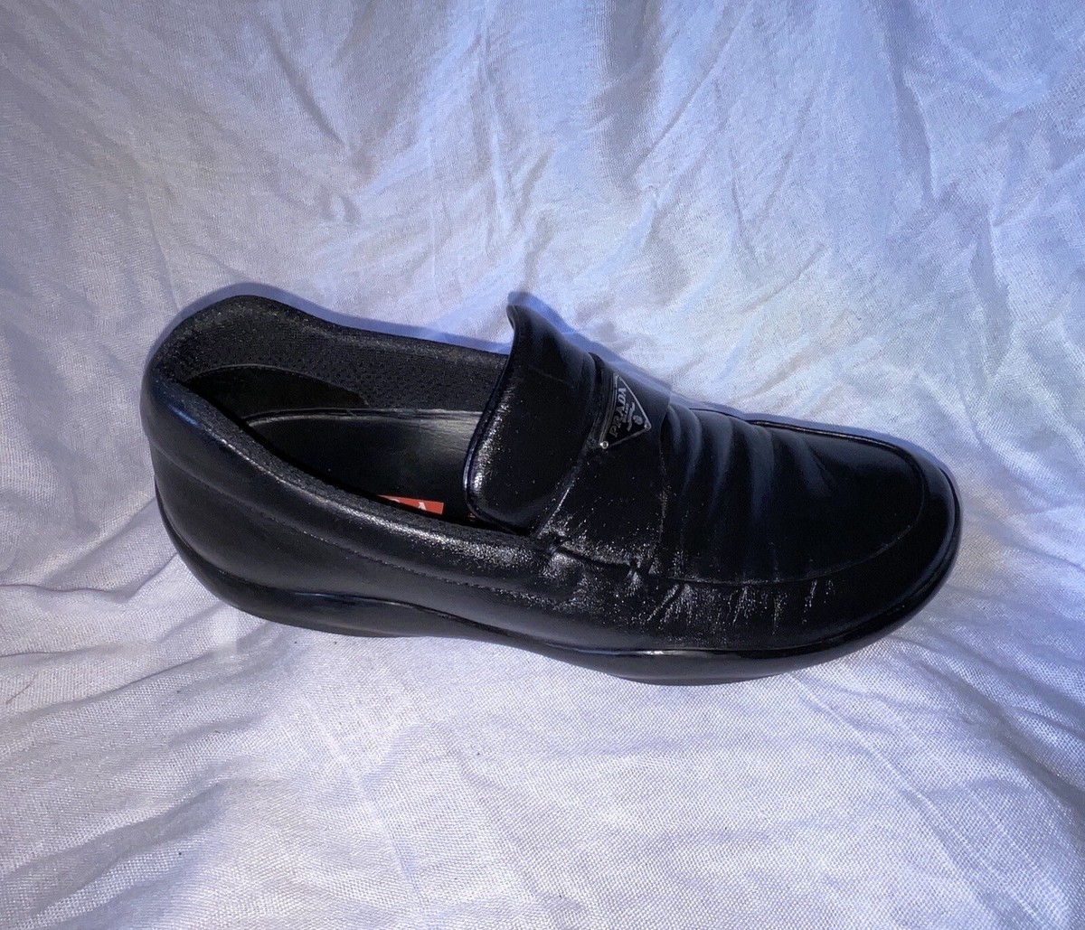【PRADA SPORT】\"leather loafer\" 26.5㎝ ブラック PRADA SPORT(プラダスポーツ) 00's leather logo loafers レザー ロゴ