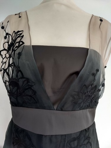 BNWT Coast 100% Silk Midi Black Nude Angela Sheer Dress Size 14 Wedding RRP £160 - Picture 4 of 12
