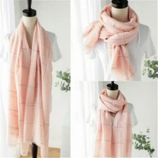 Women Ladies Check Scarf Soft Warm Shawl Long Warp Plain Multi Colours New YM0