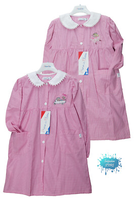 Mädchen Schürze Kindergarten Kindergarten Kariert Rosa ERSTE KLASSE