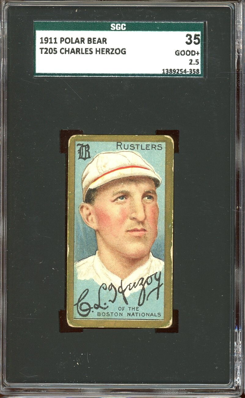 1911 T205 Polar Bear Baseball Charles Herzog SGC 2.5