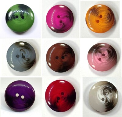 5 x 30 mm Wirbel Harz Kunststoff Knöpfe 18 FARBEN zweifarbig Nähen Basteln 1396