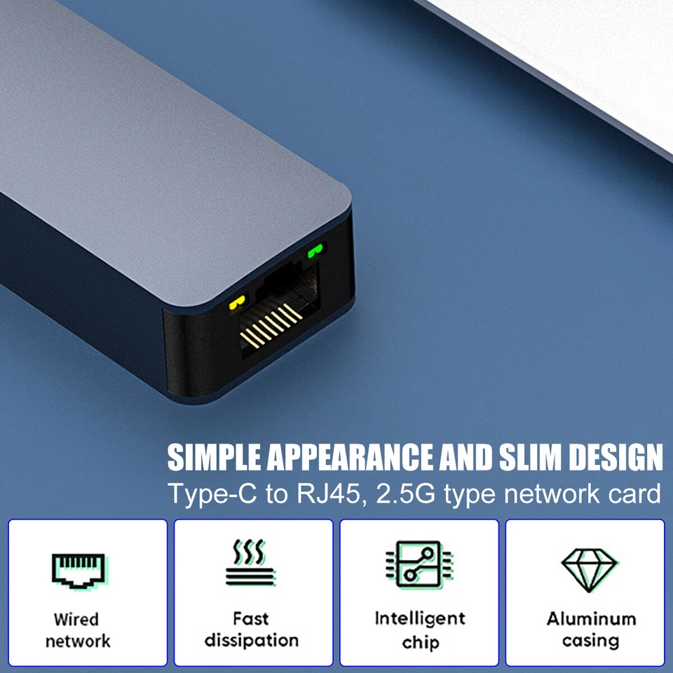 2500Mbps 2.5G USB Ethernet Adapter To 2.5 Gigabit RJ45 LAN Network Adapter Cable - Image 3 of 4