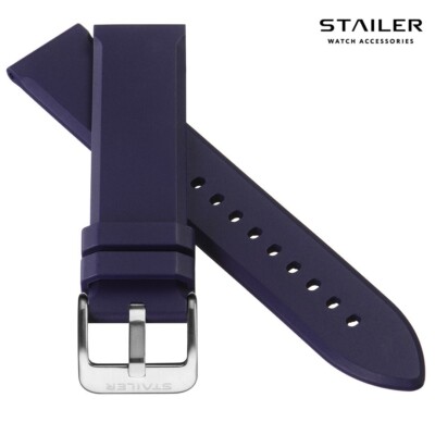 Stailer Premium Kautschuk Uhrenarmband Modell CS48 blau 22 mm