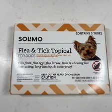Solimo Flea & Tick Topical for Small Dogs 5-22 lbs & Over 8 Weeks 3 Tubes NEW