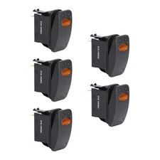 5pc 12V DC 20A SPST Power Amber ON/OFF Rocker Toggle Switch for Automotive Boat