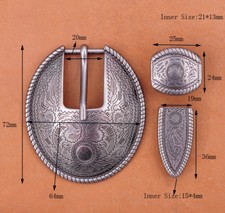 BIG Silver Flower Engraved Vintage Western Cowboy Belt Buckle Set Fit 20mm Strap