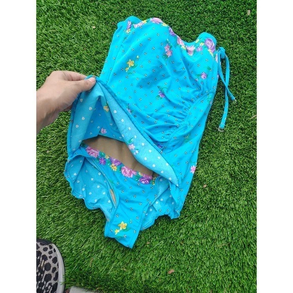Traje de baño vintage años 70 Sandcastle floral sin tirantes sujetador incorporado para mujer talla 16 EE. UU. Foto 3 de 4