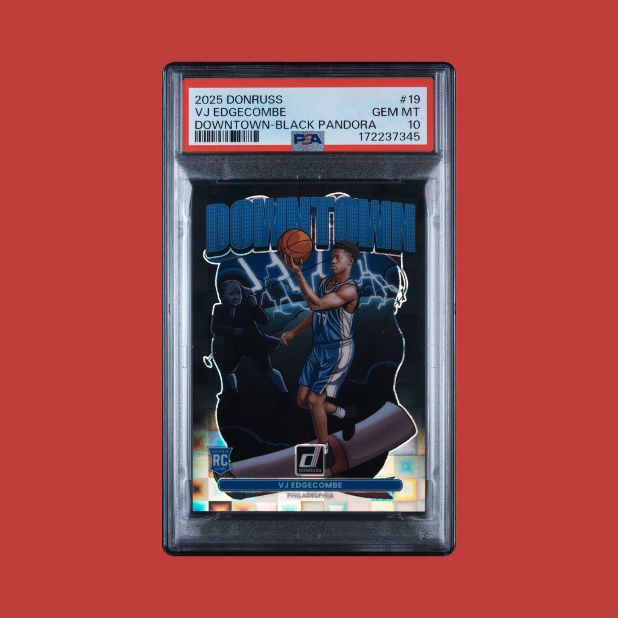 2025-26 Panini Donruss VJ Edgecombe RC DOWNTOWN BLACK PANDORA /25 PSA 10 20/25