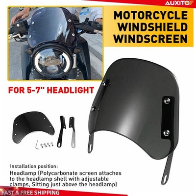 5''-7'' Headlight Round Motorcycle Windshield Smoke Windscreen Universal for Honda