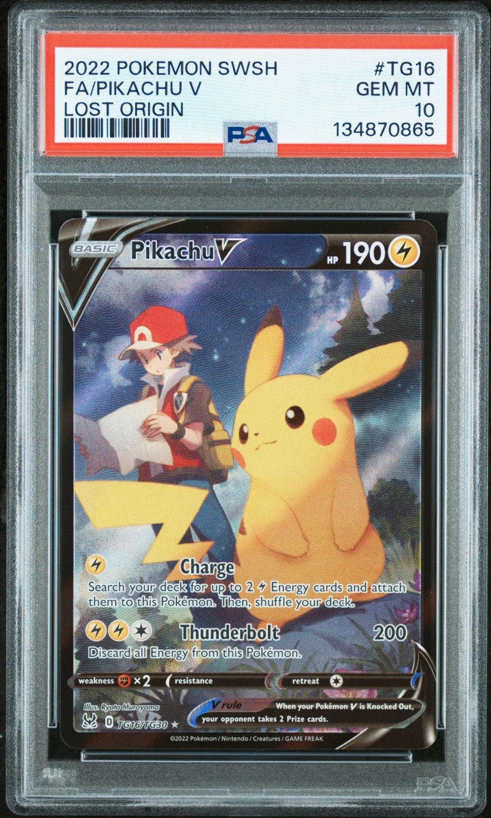 PSA 10 Pokemon Pikachu V FA Holo Lost Origin Trainer Gallery TG16/TG30
