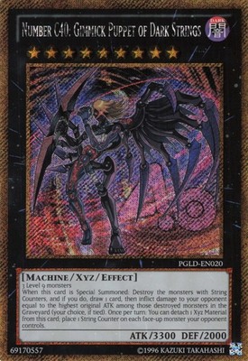 Yugioh Number C40: Gimmick Puppet of Dark Strings PGLD-ENO20 Gold Secret Rare LP